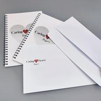 Cuaderno Espiral Personalizado, Bloc de Notas para Oficina y Escuela, Papel de Impresión Blanco Resistente con Diseño de Corazón, Juego de Sobres, Cuaderno Espiral A5