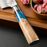 Couteau de chef de 8 pouces avec cœur en VG10, acier damas à 67 couches, motif martelé, acier carbone japonais, manche en bois de résine, boîte cadeau