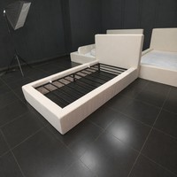 Ensemble trois pièces minimaliste carré rembourré, montage facile, cadre de lit double avec tête de lit
