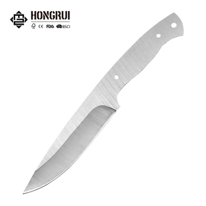 Hongrui, cuchillo de hoja fija de acero inoxidable 440C personalizable con mango de acero, espiga completa para borde exterior en blanco con agujeros DIY - Product Image 1