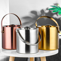 Seau à glace à double paroi en acier inoxydable 304 avec revêtement PVD doré, 3L 4L, isolé sous vide, avec couvercle hermétique pour hôtel et bar