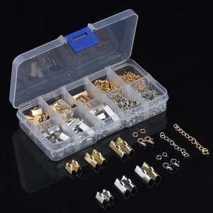 Kit de accesorios para joyería con cierres de cola de caballo, cierres de langosta, anillos abiertos y cadenas de extensión para la fabricación de pulseras, chapados en plata y oro. - Product Image 4