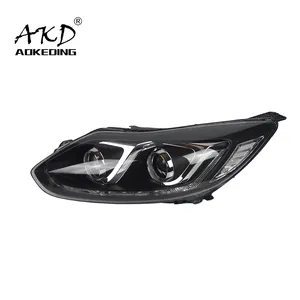 Đèn Pha Mô Hình Xe Hơi AKD Cho Ford Focus 2012-2014 Đèn Pha LED Chạy DRL Đèn Sương Mù Chùm Bi-xenon Mắt Thiên Thần Tự Động