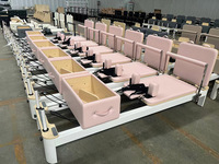 Machine de Pilates Reformer pliable en bois de hêtre et aluminium argenté, pour la maison, le yoga et le fitness, vente directe usine, promotion exceptionnelle