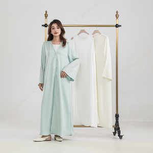 عباءة إسلامية بالجملة للنساء المسلمات في رمضان مع تصميم بالترتر، عباءة دبي مريحة بلون موحد - Product Image 6