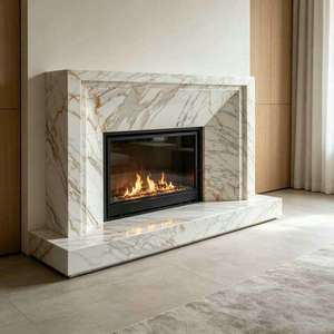 Chimenea Moderna de Mármol, Diseño Contemporáneo, Piedra Natural para Sala de Estar - Product Image 1