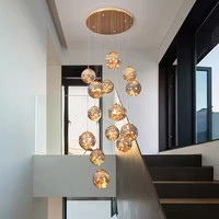 Moderne Simple Étoilé Escalier Lampe Long Lustre En Verre Pendentif Lumière pour Bureau À Domicile pour Villa Loft Appartement Salon