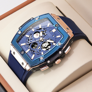 <span class=keywords><strong>Orologio</strong></span> Meccanico <span class=keywords><strong>Automatico</strong></span> di Lusso da <span class=keywords><strong>Uomo</strong></span> con Logo Personalizzato, Fashion Private Label, Cassa Rettangolare, Funzione Luminosa e Lancette in Silicone - Product Image 3