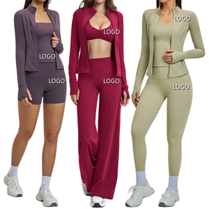 Set Sportivo Personalizzato con LOGO, Pantaloni Larghi con Zip, Abbigliamento Versatile per Fitness, Corsa e Ciclismo, Set <span class=keywords><strong>3</strong></span> Pezzi - Product Image 3