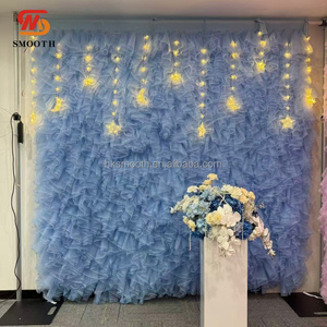 Panel de Fondo de Tul Azul Claro con Volantes, Muro de Flores Romántico de Malla para Decoración de Bodas, Baby Showers y Cabinas de Fotos - Product Image 3