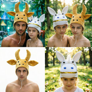Chapeaux de tête de taureau de dessin animé, chapeaux de tête de <span class=keywords><strong>cheval</strong></span> blanc, accessoires de performance d'Halloween pour enfants, couvre-chefs pour festival parent-enfant - Product Image 2