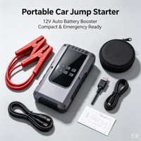 Démarreur d'urgence portable 12V pour voiture, booster de batterie de voiture d'urgence avec fonction d'alimentation mobile