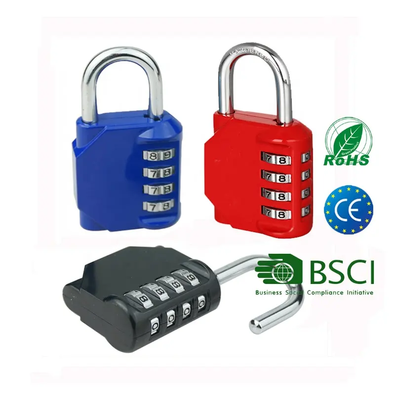 Cadeado de segurança impermeável com código de 4 dígitos, cadeado quadrado personalizado de combinação com combinação para academia