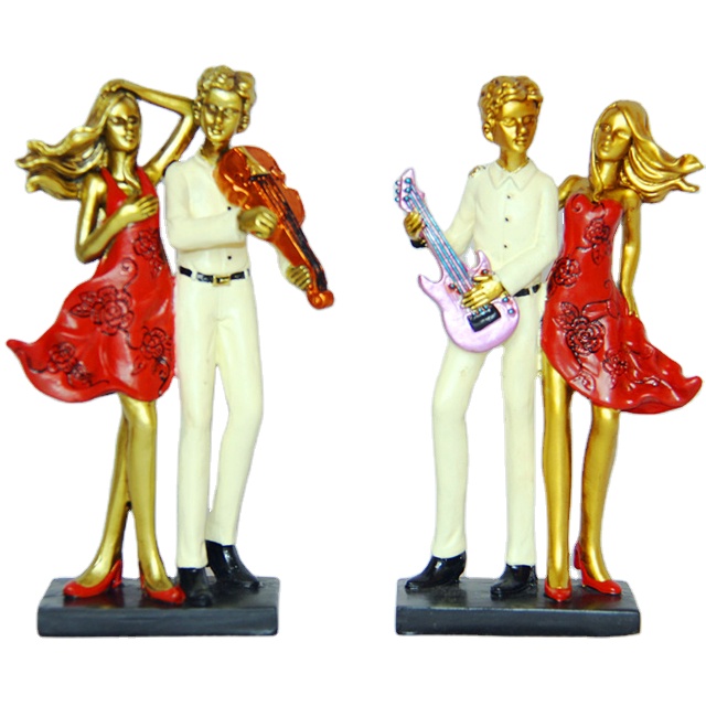 Персонализированные фигурки музыкальных влюбленных, полирезиновые парные фигурки, свадебные статуи из полирезины для украшения дома, подарок