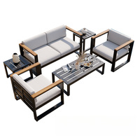 Nouvel ensemble de canapés d'extérieur modernes Portofino 4 pièces en rotin PE résistant aux UV pour hôtel, parc, appartement, salon, cour, villa