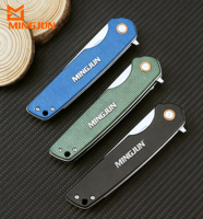 Couteau pliant en acier D2 avec manche en fibre de carbone, couteau de poche pour l'extérieur, couteau de survie EDC personnalisé pour le camping