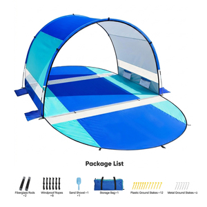 Tente de plage pop-up E-RIKE personnalisée à double porte pour 2-3 personnes, protection UV, tente de plage portable ultralégère, abri pare-soleil - Product Image 2