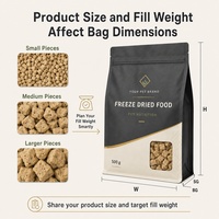 Sac pour aliments pour animaux de compagnie lyophilisés à fond plat, imprimé sur mesure, avec fermeture éclair, pour aliments pour chiens, aliments pour chats et emballage de marque privée