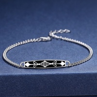 Bracelet Couple Princesse et Chevalier en Argent 925-Convient aux Hommes et aux Femmes, Chaîne en Argent Pur Minimaliste et à la Mode