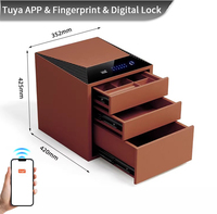 CEQSAFE Coffre-fort électronique intelligent avec serrure, application Tuya, empreinte digitale, 3 compartiments, tiroir à bijoux en cuir, fonction mot de passe pour la maison