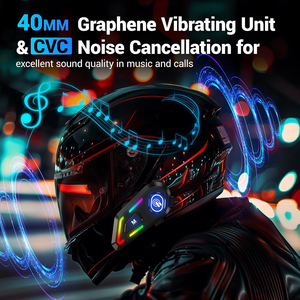C5 Motorrad Kabelloses Helm-<span class=keywords><strong>Headset</strong></span> 40mm Stereo-Lautsprecher CVC Geräuschunterdrückung IP67 Wasserdicht zum Fahren - Product Image 2