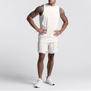 Newly Custom Fashion Plain Vest Cut Off Plus Size Bodybuilding Fitness Gym Workout Men's Tank Top