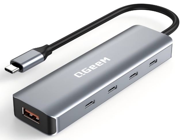 5 in 1 Type-C Hub USB 3.2 10Gbps Data Transfer 100W PD Fast Charging Ultra Slim Portable Multi Port Adapter Suitable for Laptops