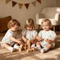 Combinaison en coton doux pour bébé fille, à fleurs, avec manches bouffantes et dentelle, vêtements décontractés pour nouveau-nés, vêtements de boutique pour enfants