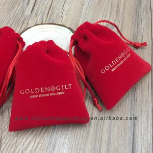 Bolsa de embalaje de terciopelo morado granate rojo