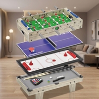 Table de jeux multifonction 4 en 1 avec baby-foot, billard, hockey sur air, tennis de table, avec accessoires pour enfants, adultes et familles