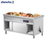 Bain-marie commercial avec porte coulissante, comptoir chauffant pour aliments en acier inoxydable pour cantine et restaurant