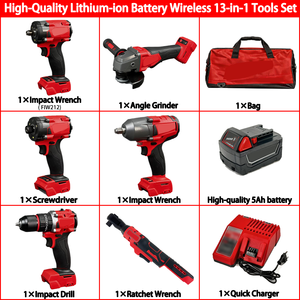 <span class=keywords><strong>Kit</strong></span> d'outils électriques sans fil Milwaukees de qualité industrielle pour la réparation et l'utilisation en extérieur, complet avec batterie au lithium et chargeur, ensemble d'outils 9-en-1 - Product Image 2