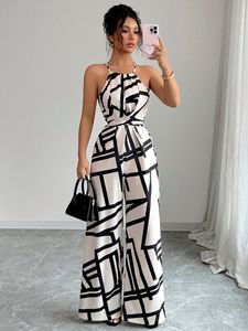 PASUXI 2026 Tuta Estiva da <span class=keywords><strong>Donna</strong></span> Versatile con Lacci in Vita, Stampa Floreale e Gamba Larga, Vestibilità Morbida - Product Image 5