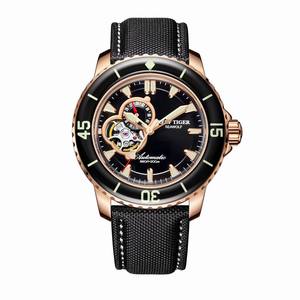 Reef Tiger Sport <span class=keywords><strong>orologi</strong></span> automatici da <span class=keywords><strong>uomo</strong></span> orologio subacqueo Super luminoso in oro rosa 200M orologio con cinturino in Nylon RGA3039 - Product Image 6