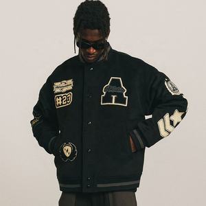 Мужская шерстяная бейсбольная куртка с вышивкой - Product Image 1