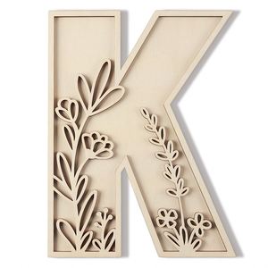 Letras de Madera Grandes de 12 Pulgadas en Capas, Letras Pintables con Diseño Floral para Manualidades, Decoración de Bodas, Cumpleaños y Hogar - Product Image 4