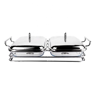 Plats de buffet en acier inoxydable de haute qualité, casserole en <span class=keywords><strong>verre</strong></span> <span class=keywords><strong>rectangulaire</strong></span> avec poignée, casserole en <span class=keywords><strong>verre</strong></span> borosilicate, coffre-fort au four - Product Image 4