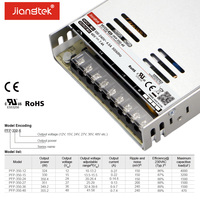 Fuente de Alimentación Industrial Jiangtek PFP-350-48 350W 48V 7.4A de Alta Fiabilidad con PFC, Refrigeración por Aire Forzado, 89% de Eficiencia, SCP, OVP, OTP, CE, UL