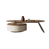 Nouvelle table basse moderne pour salon, design feuille, luxe léger, simple, en placage de noyer, avec rangement, pliable, écologique