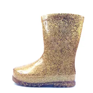 Großhandel Kinder Glitter Pvc Gelee Schuhe Wasser Stiefel Transparent Kinder Regen Stiefel