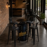 Ensemble de table haute ronde et de tabourets de bar en métal, mobilier industriel pour café, pub, restaurant