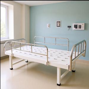 Lit médical manuel à plateau plat en acier inoxydable blanc pour clinique, hôpital et chambre à coucher, structure au sol - Product Image 3