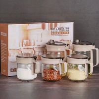 Boîte de rangement d'épices de cuisine moderne écologique grande capacité, ensemble de bouteilles d'huile en verre, pot à assaisonnement pour la maison, bouteille de sauce soja