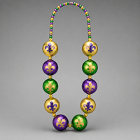 Collier de perles de 48 pouces avec 10 perles imprimées Fleur de Lys de 60 mm