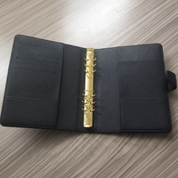 Portefeuille A4 personnalisé en cuir PU noir à 6 anneaux, classeur de budget, porte-monnaie, enveloppe à argent, mini carnet, journal, agenda, organisateur