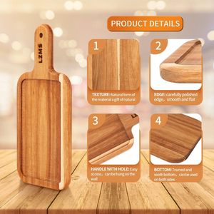 Solid Wood <b>Pizza</b> Tray With Handle Irregular <b>Shape</b> For Home Serving Trays - Product Image 1