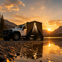 Tente latérale de camping portable pour voiture, abri de douche extérieur et vestiaire avec boîtier en aluminium pour SUV et fourgonnette