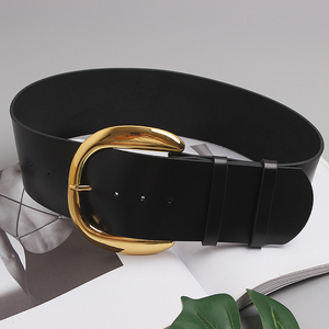 Nuevos Diseños Vintage de Cinturones Anchos de Cuero Genuino para Mujer con Hebilla de Latón en Forma de U para Decoración de Falda - Product Image 2