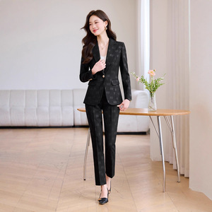 Women's Suit <b>Set</b> Blue Polyester Formal Workwear <b>Blazer</b> Pants Anti-Wrinkle Spring Office Wear - Product Image 3