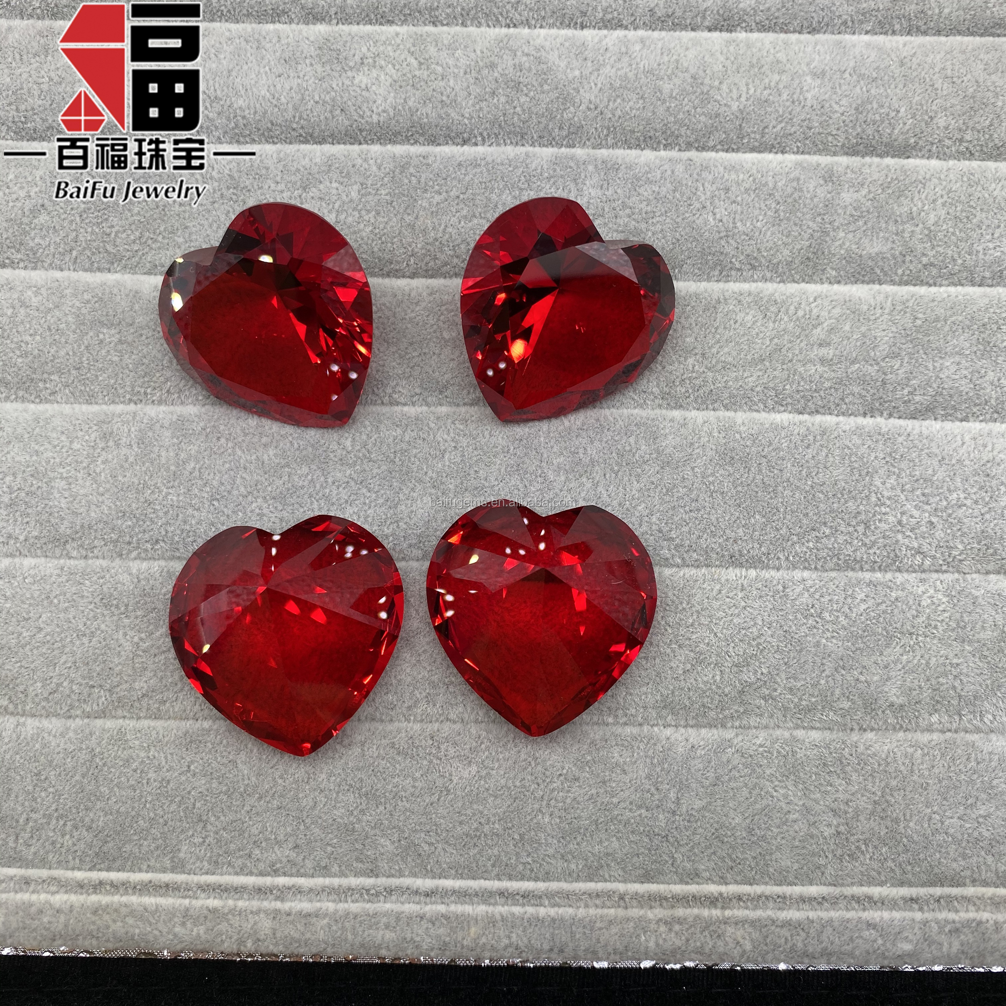 Verre rouge Coeur 40*40mm